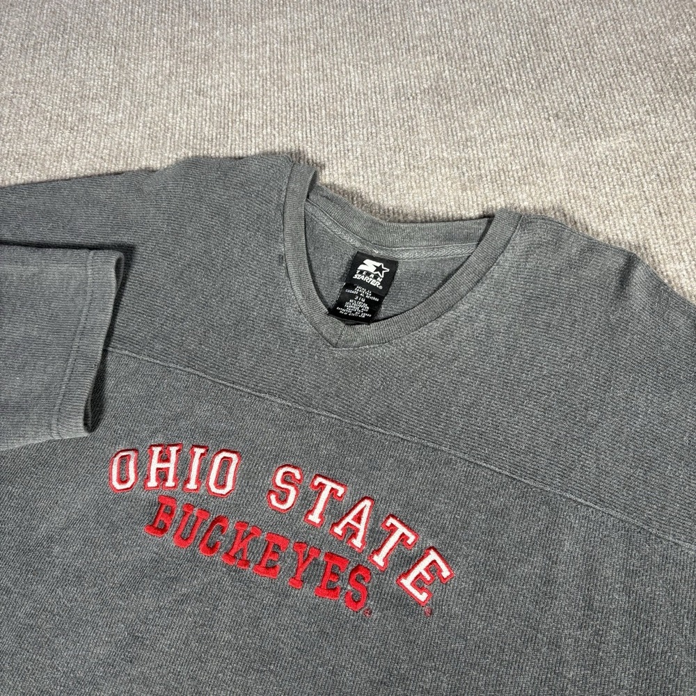 Vintage Starter Ohio State Buckeyes Shirt Mens 3XL Gray Thermal Embroidered‎ 90s